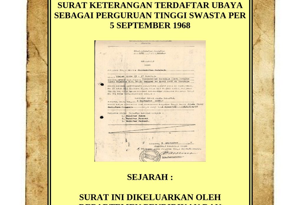 Arsip Keterangan Terdaftar UBAYA 1968