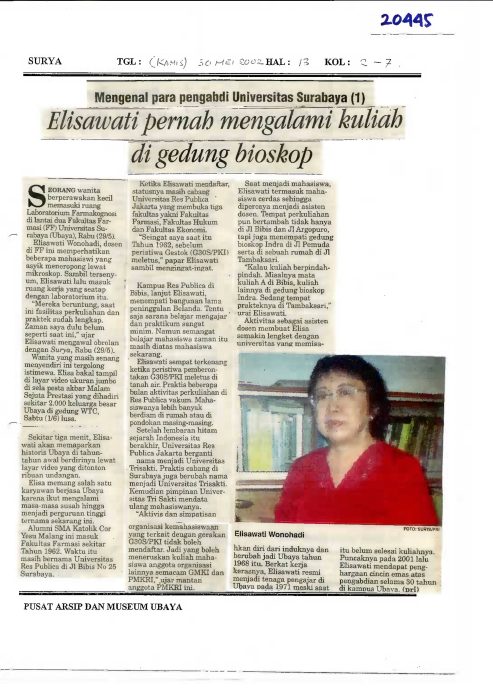 Kilas Balik UBAYA menurut cerita Ibu Elisawati Wonohadi